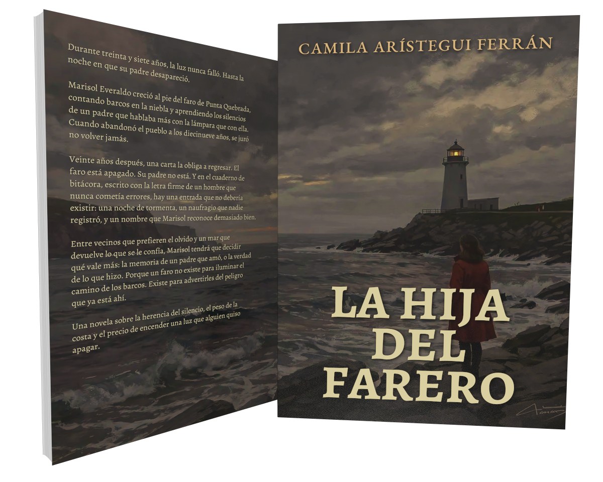 Portada de libro de muestra en español creada por Cantos &mdash; envoltura de tapa blanda con título, autor, lomo y texto de contraportada